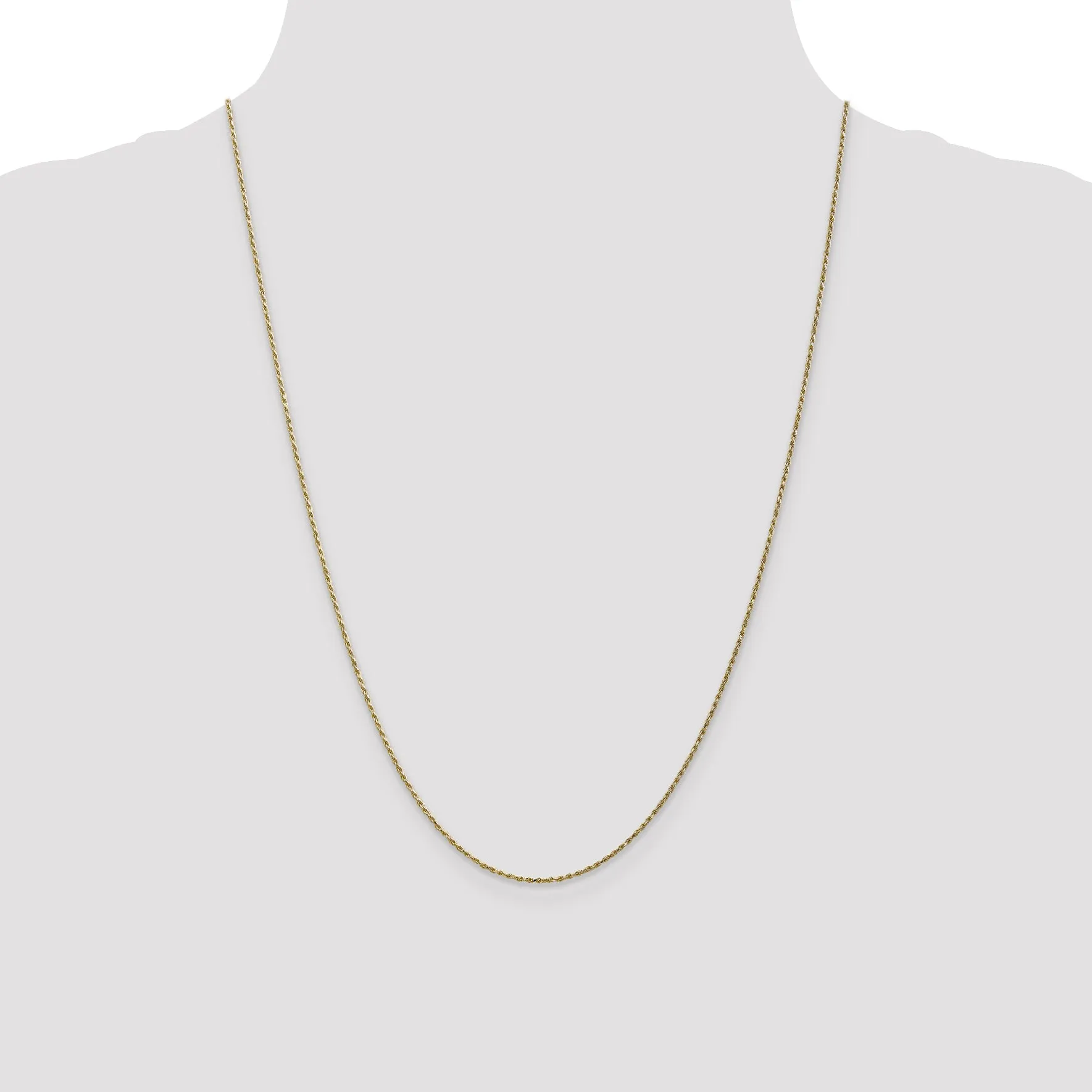 10K Gold Polished Cable Rope Chain Necklace  Elegant 16 Solid Design