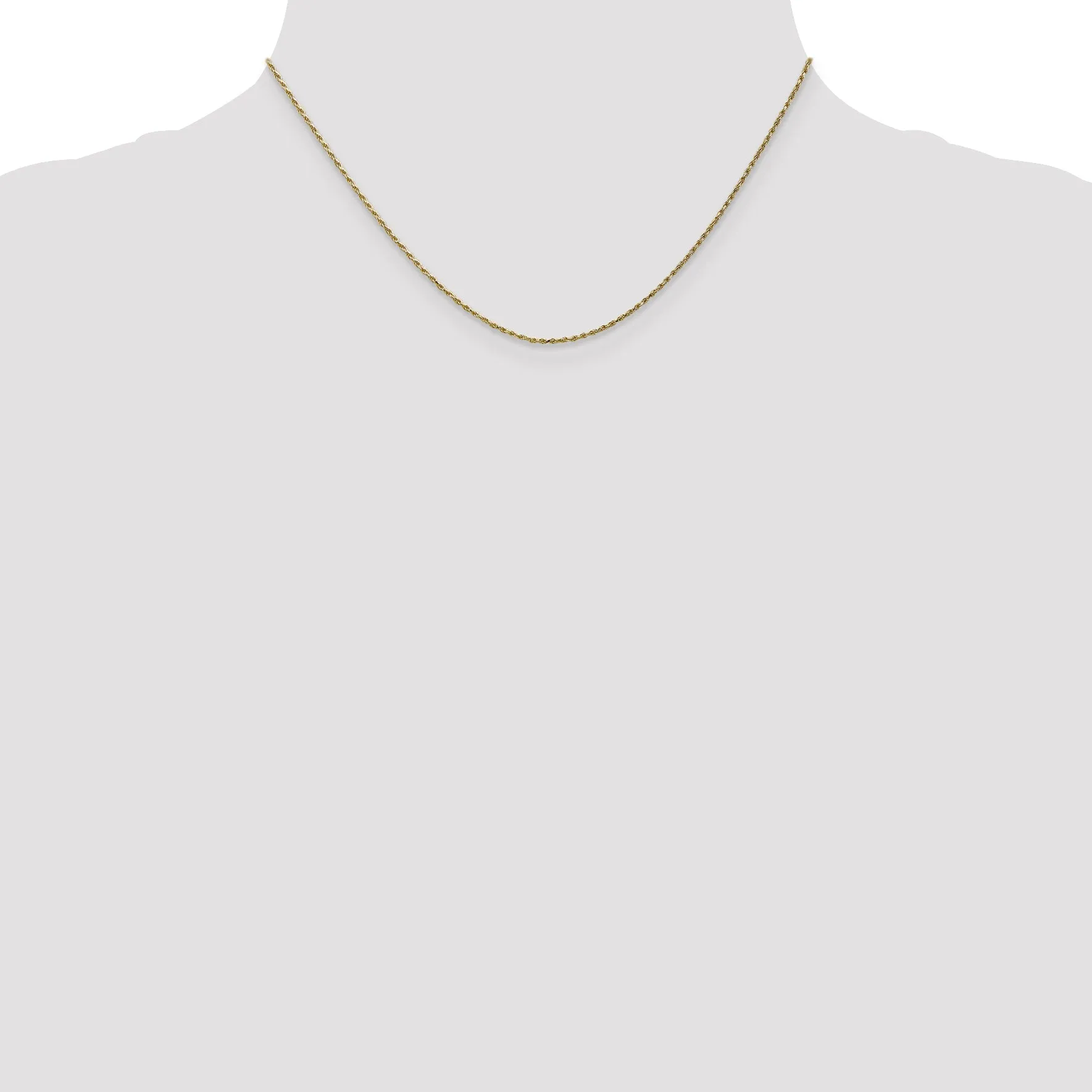 10K Gold Polished Cable Rope Chain Necklace  Elegant 16 Solid Design