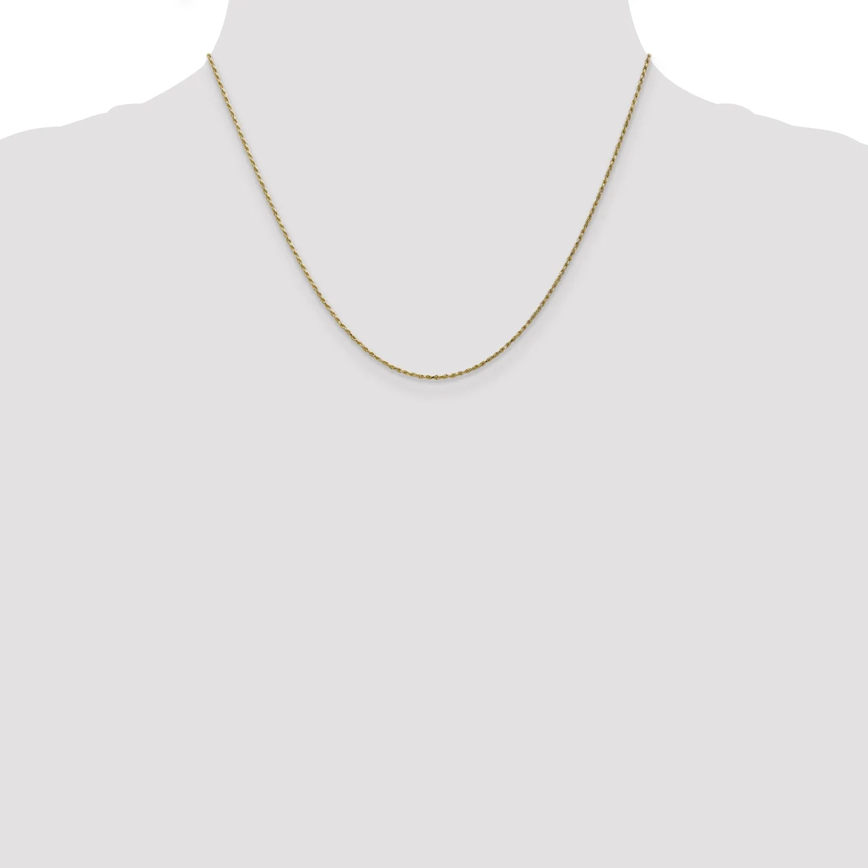 10K Gold Polished Cable Rope Chain Necklace  Elegant 16 Solid Design
