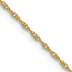 10K Gold Polished Cable Rope Chain Necklace  Elegant 16 Solid Design