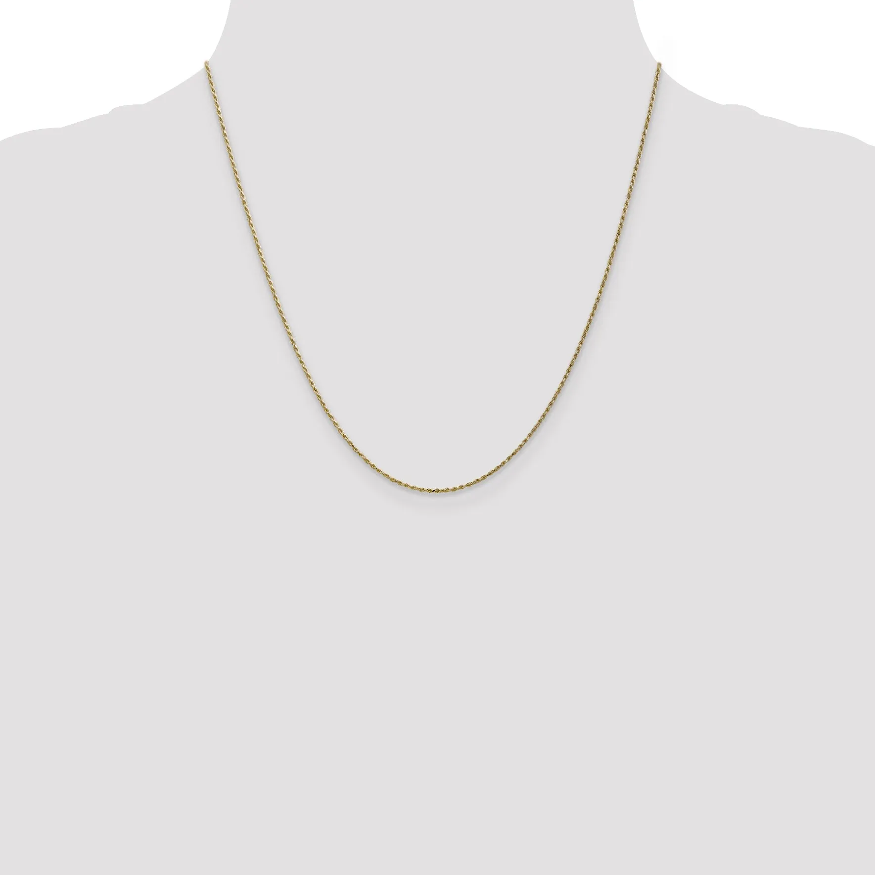 10K Gold Polished Cable Rope Chain Necklace  Elegant 16 Solid Design