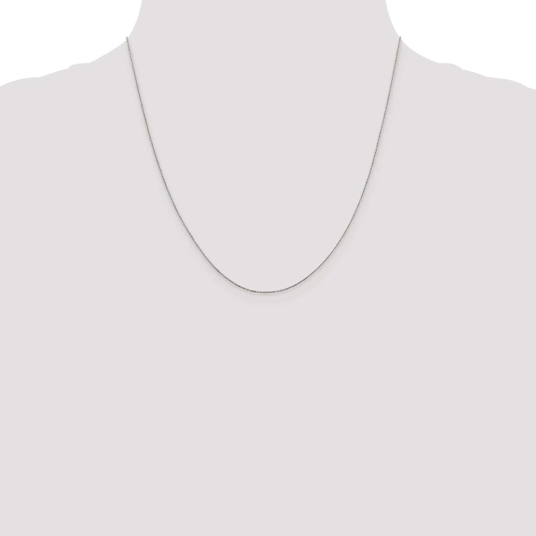 10K White Gold Polished Cable Necklace with Diamond-Cut Elegance
