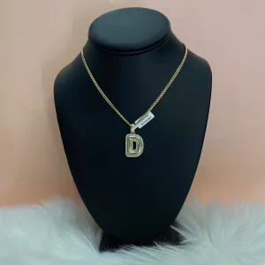 10K Yellow Gold Diamond Letter D Pendant / 5.3gr