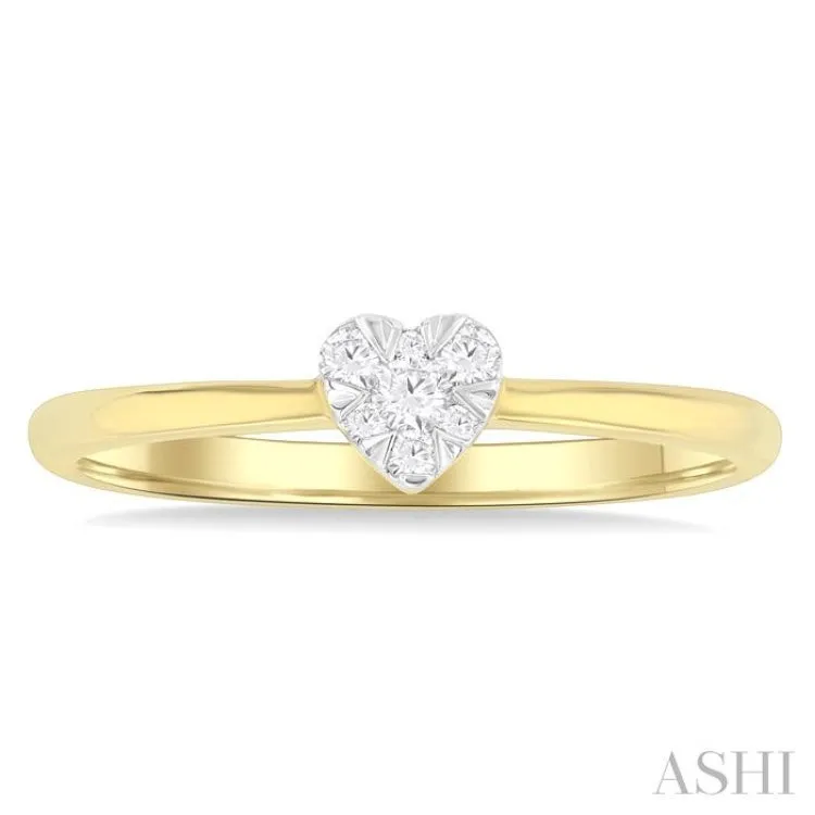 1/10 ctw Lovebright Petite Heart Shape Round Cut Diamond Fashion Ring in 10K Yellow Gold