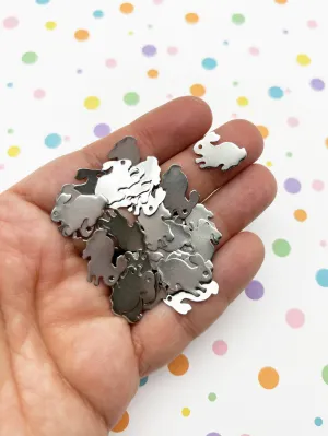 12  Stainless Steel Easter Bunny Rabbit Pendant Charms F340