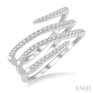 1/3 ctw Triple Spiral Open End Round Cut Diamond Fashion Ring in 14K White Gold