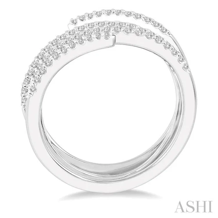 1/3 ctw Triple Spiral Open End Round Cut Diamond Fashion Ring in 14K White Gold