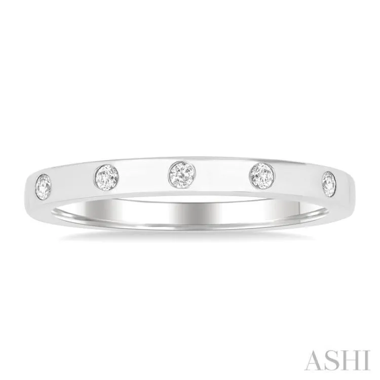 1/4 ctw Flush Bezel Set Diamond Fashion Band in 14K White Gold