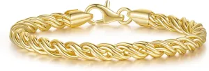 14K Gold Bracelets for Women Non Tarnish Braided Gold Chain Charm Bracelet Gift for Womens Men Hypoallergenic 5 Sizes 6.5'' 7 7.5 8 8.5