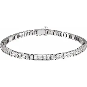14k White Gold 4 CTW Lab-Grown Diamond Line Bracelet 7.25"