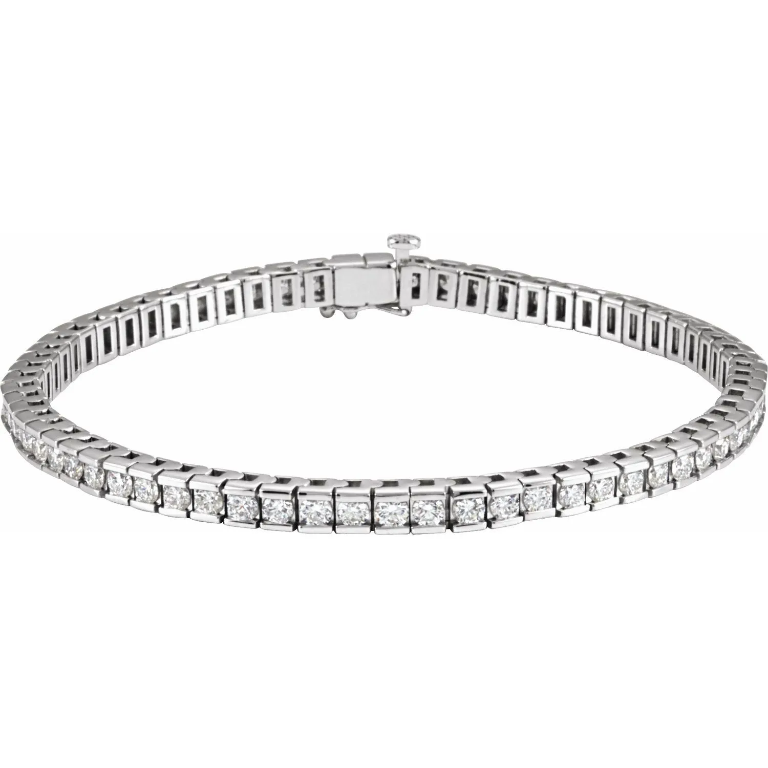 14k White Gold 4 CTW Lab-Grown Diamond Line Bracelet 7.25"