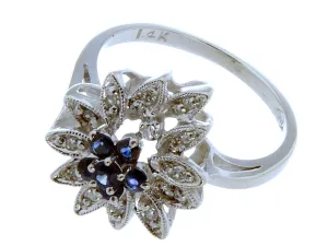 14K White Gold Sapphire & Diamond Ring