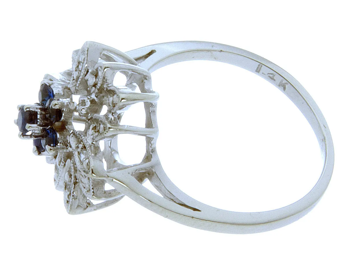 14K White Gold Sapphire & Diamond Ring