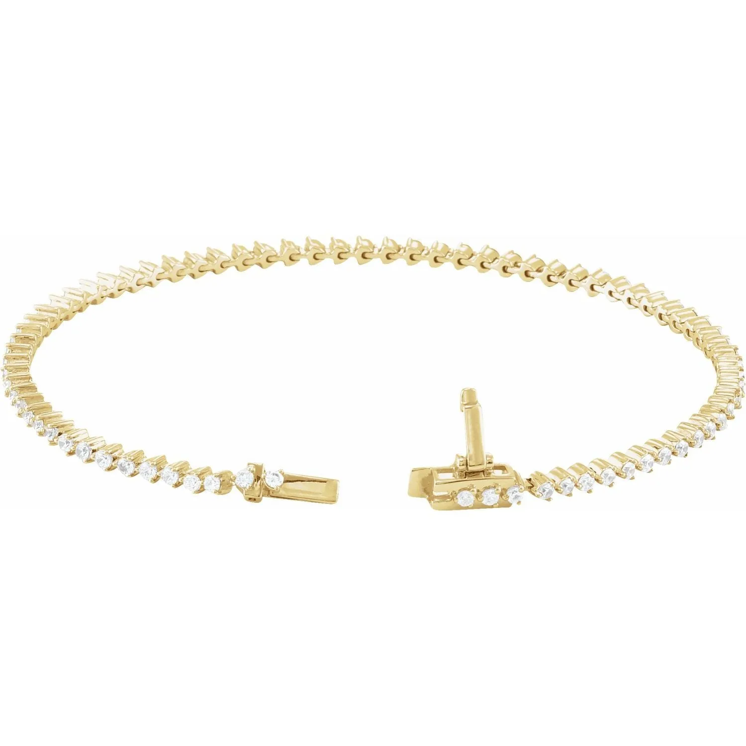 14k Yellow Gold 1 1/2 CTW Lab-Grown Diamond Line Bracelet 7.25"