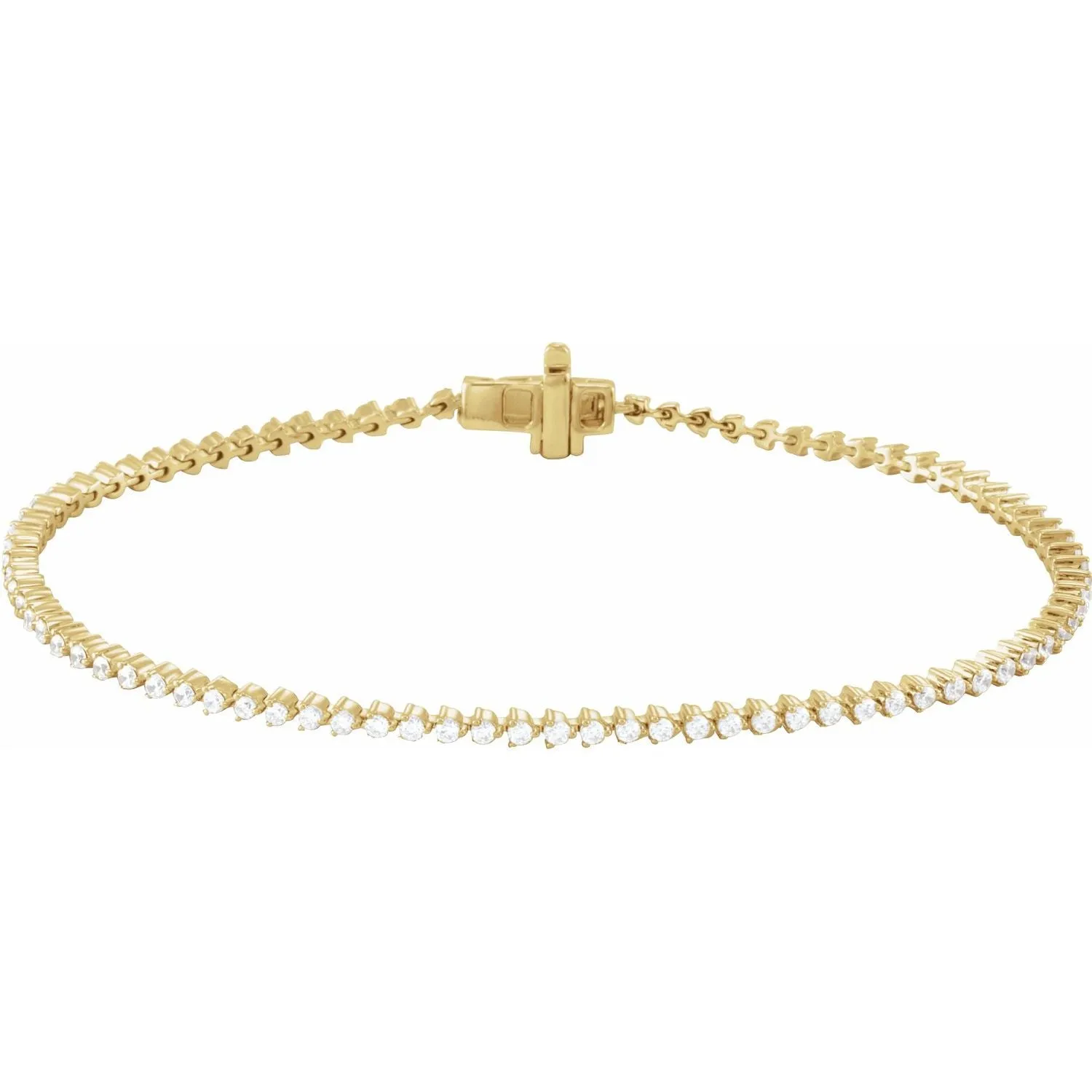14k Yellow Gold 1 1/2 CTW Lab-Grown Diamond Line Bracelet 7.25"