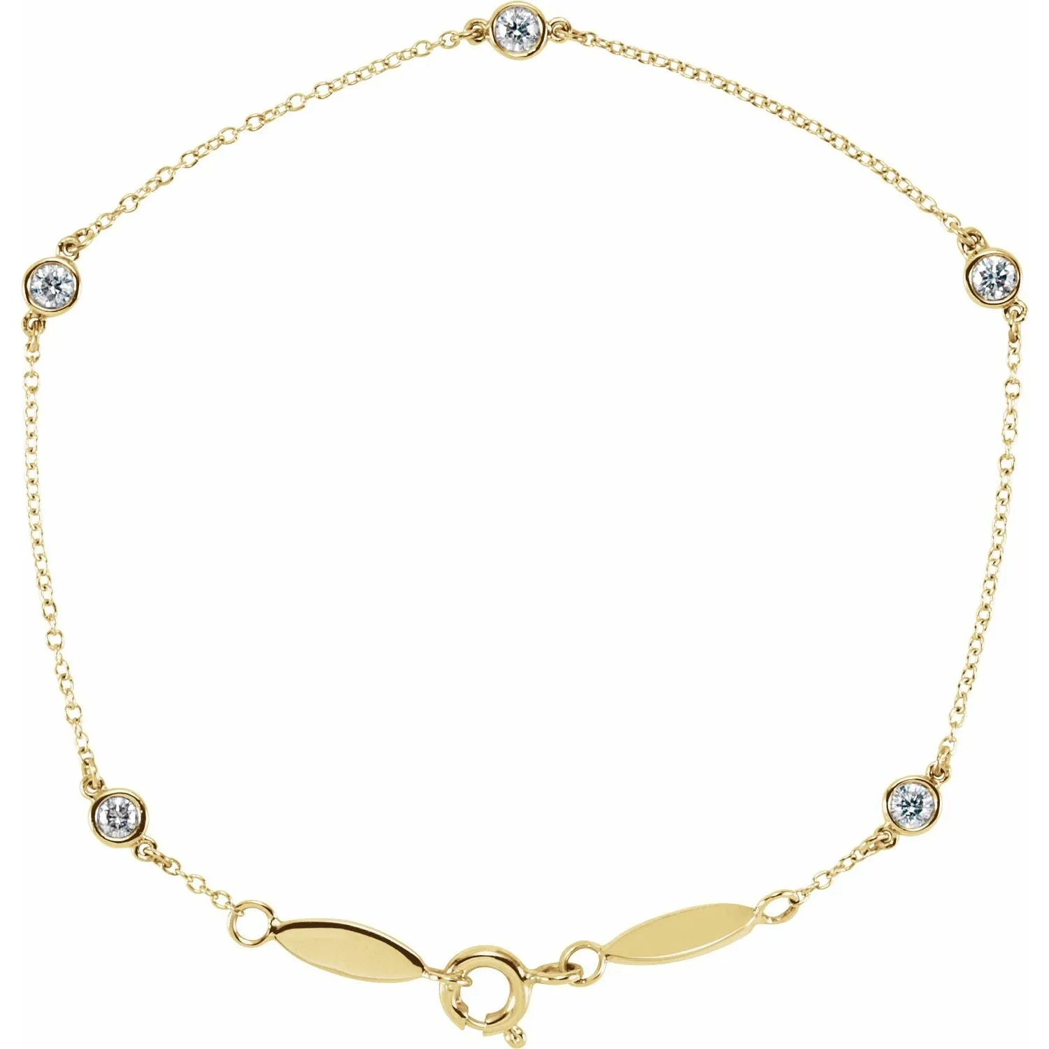 14k Yellow Gold 1/3 CTW Lab-Grown Diamond Bezel-Set Station Bracelet 7"