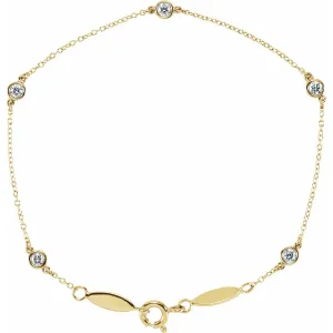 14k Yellow Gold 1/3 CTW Lab-Grown Diamond Bezel-Set Station Bracelet 7"