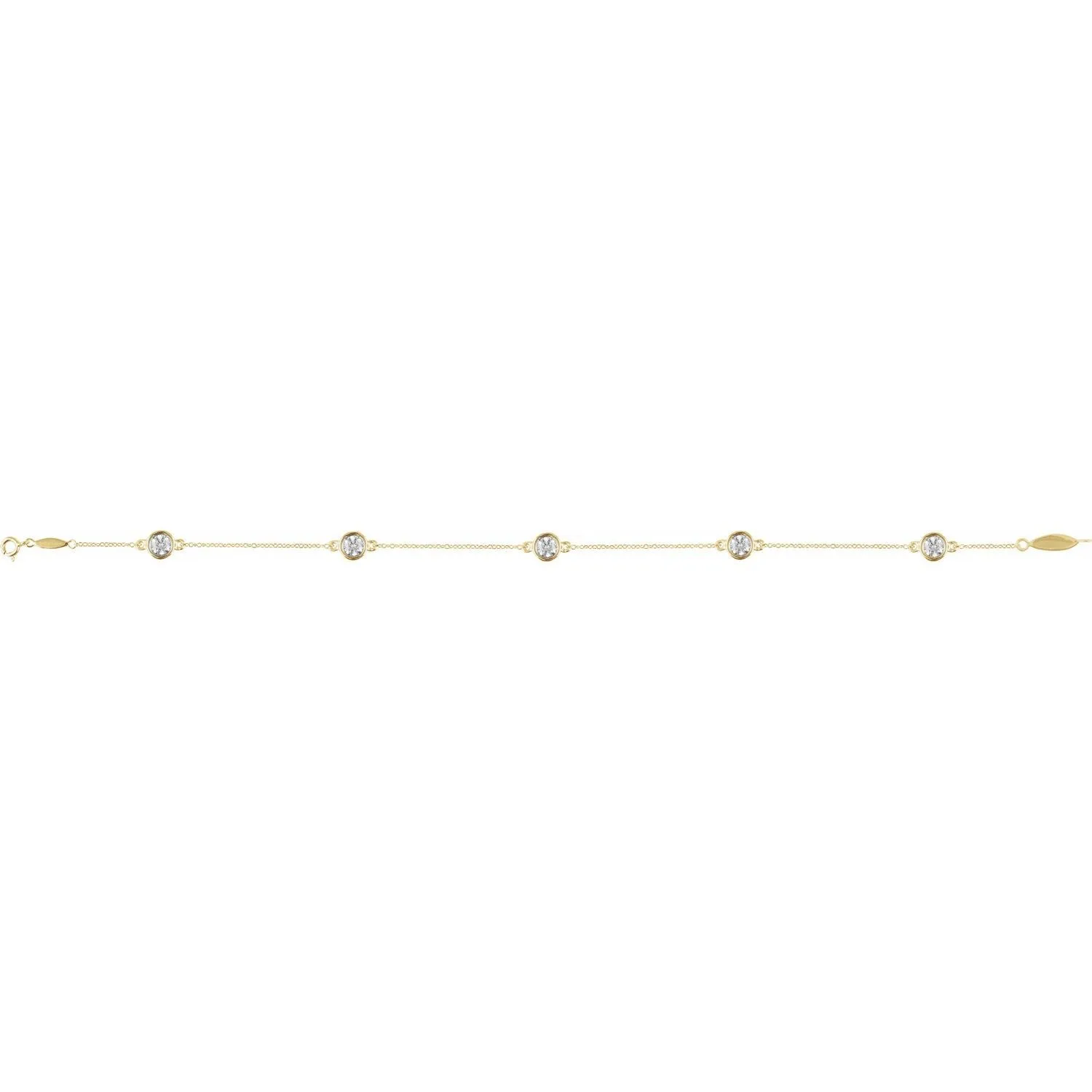 14k Yellow Gold 1/3 CTW Lab-Grown Diamond Bezel-Set Station Bracelet 7"