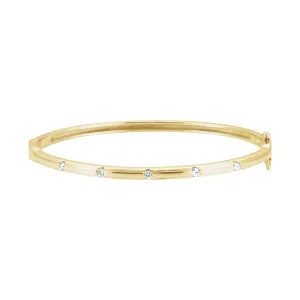 14k Yellow Gold 1/4 CTW Lab-Grown Diamond Bangle Bracelet 6"