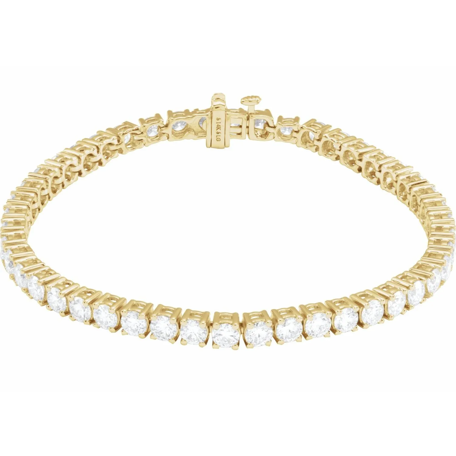 14k Yellow Gold 8 CTW Lab-Grown Diamond Line Bracelet 7"