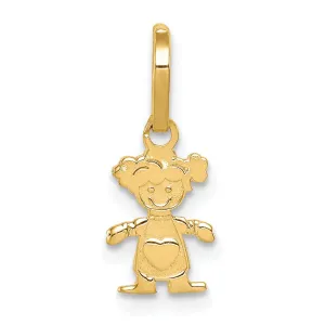 14k Yellow Gold Little Girl Heart Shirt Pendant