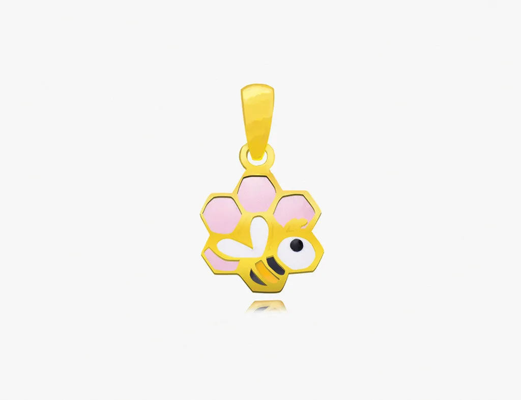 18K Gold About Hives, Bees & Honey Pendant <br> Storybook Collection