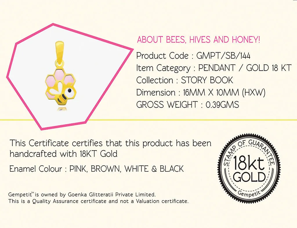 18K Gold About Hives, Bees & Honey Pendant <br> Storybook Collection