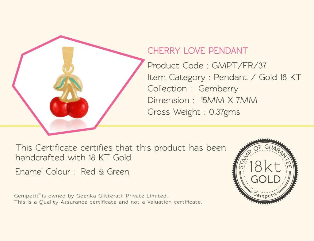 18K Gold Cherry Love Pendant <br> Gemberry Collection