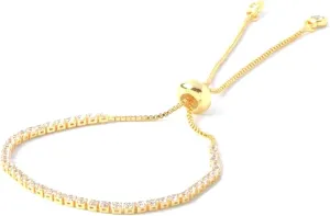 18K Gold Plated Adjustable Tennis Bracelets for Women - 18K Gold Bracelet with Shiny Brillant Cubic Zirconia - Adjustable Slider - Gold Tennis Bracelet - Mothers Day Gifts