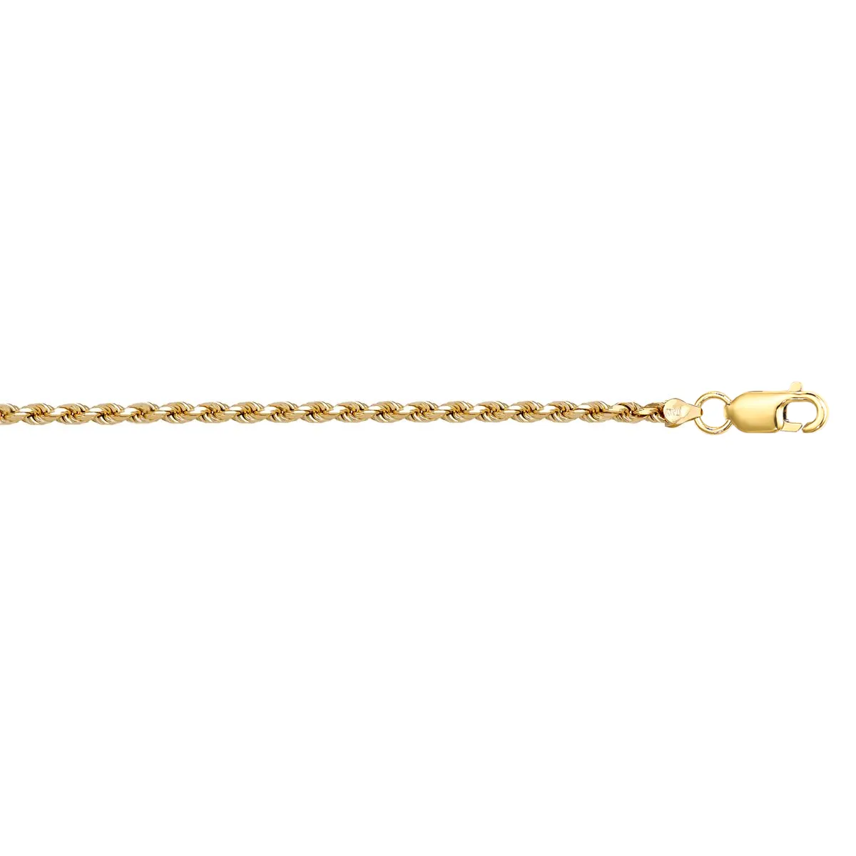1.8mm Gold Diamond Cut Solid Rope Link Chain