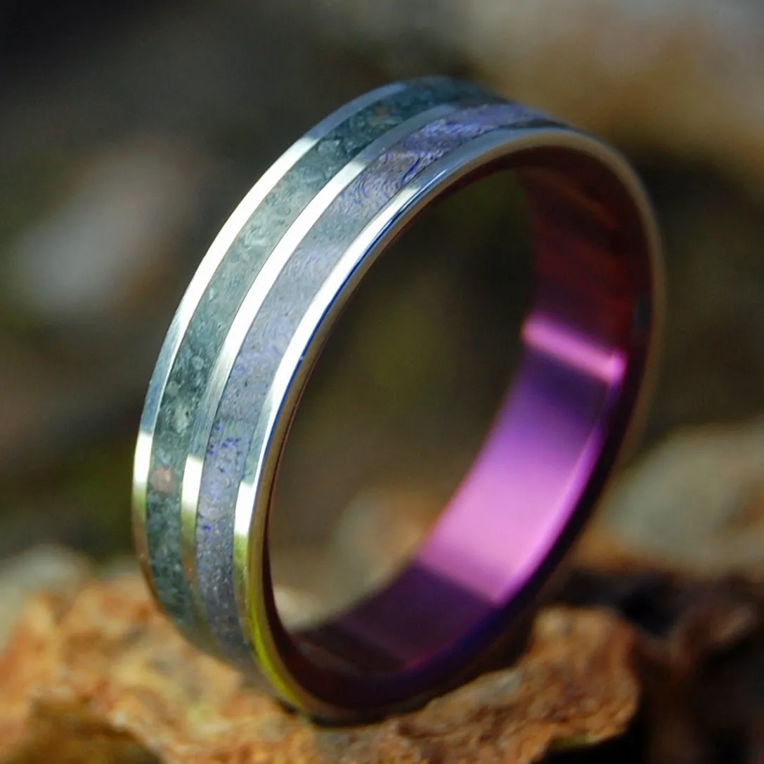 1973 Icelandic Volcanic Purple Eruption | Men's 1973 Icelandic Lava, Purple Box Elder & Titanium Wedding Ring