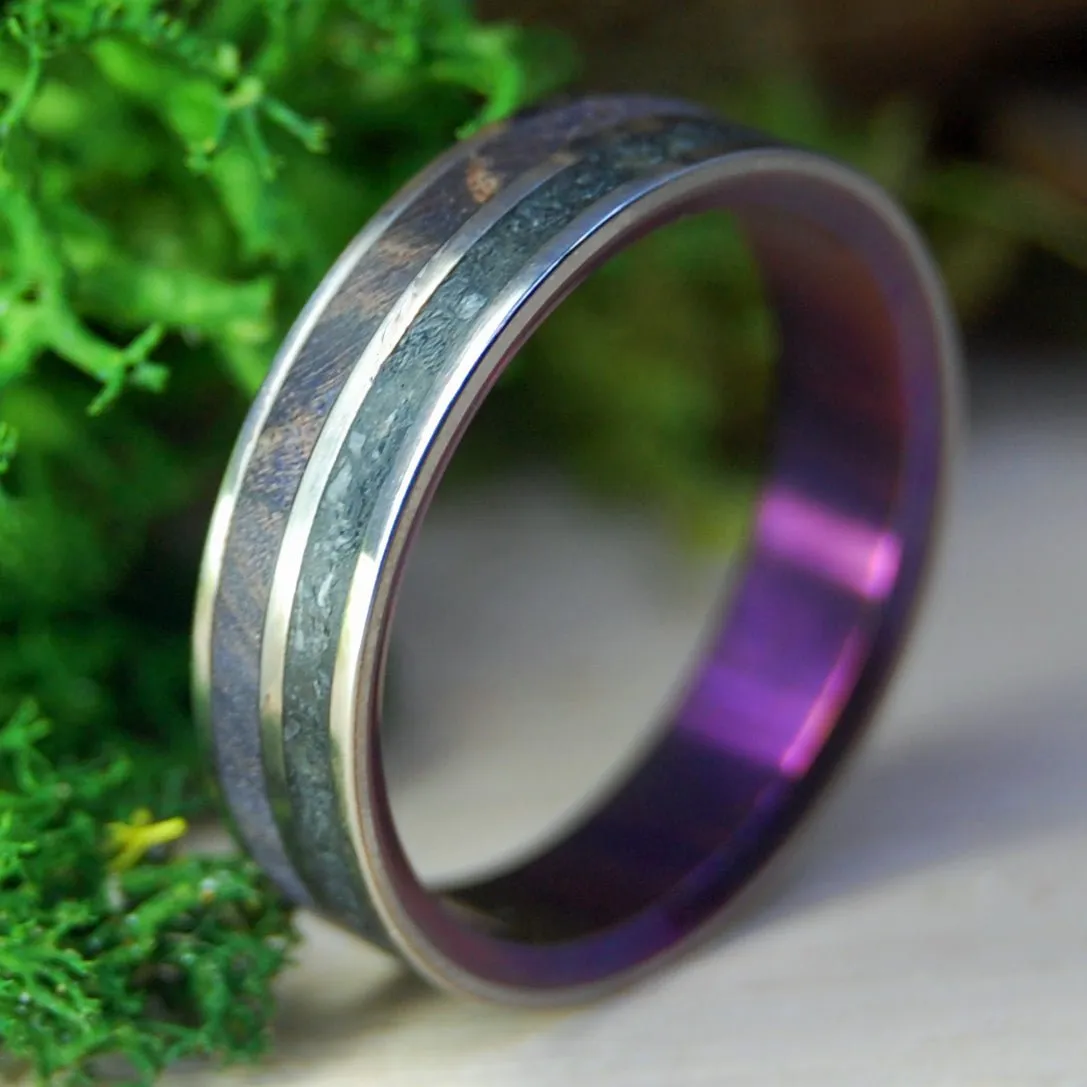 1973 Icelandic Volcanic Purple Eruption | Men's 1973 Icelandic Lava, Purple Box Elder & Titanium Wedding Ring