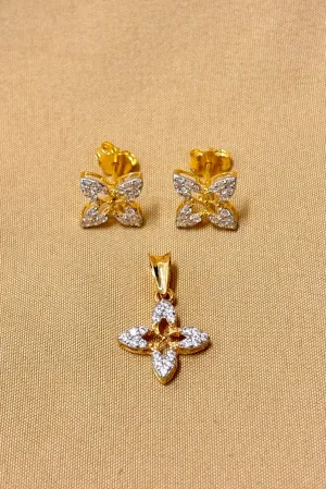 22 KT Gold Designer Star Diamond Pendant Set (D64)