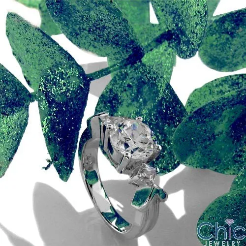 3 Stone 1.5 Round Princess Cubic Zirconia Cz Ring