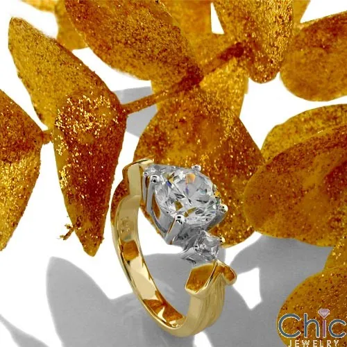3 Stone 1.5 Round Princess Cubic Zirconia Cz Ring