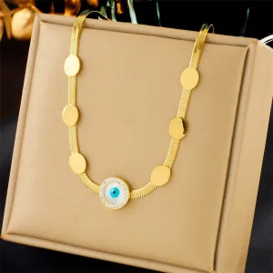 316L Stainless Steel Round Eyes Choker Necklace For Women