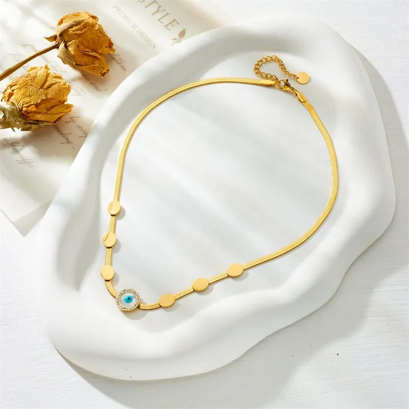 316L Stainless Steel Round Eyes Choker Necklace For Women