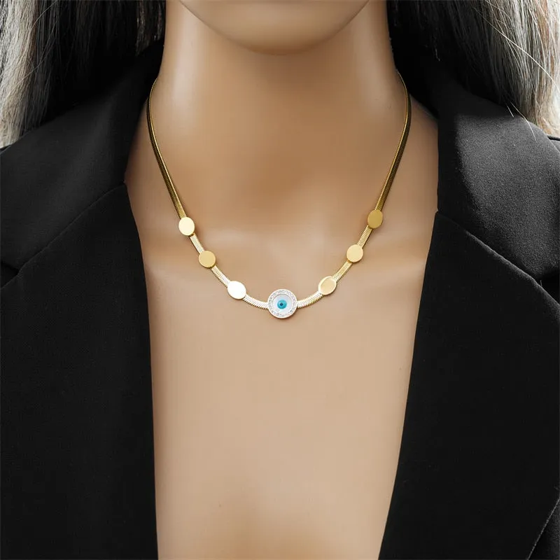 316L Stainless Steel Round Eyes Choker Necklace For Women