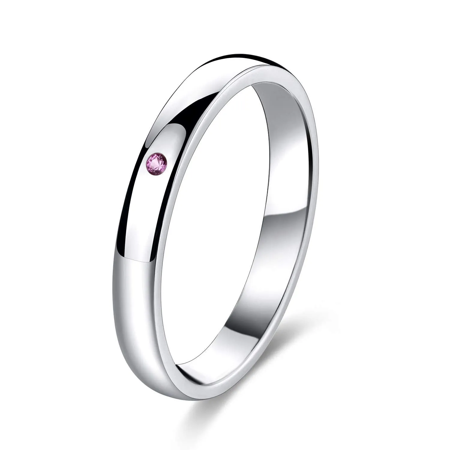 3mm Sterling Silver High Polished Plain Dome Ruby Wedding Ring Band