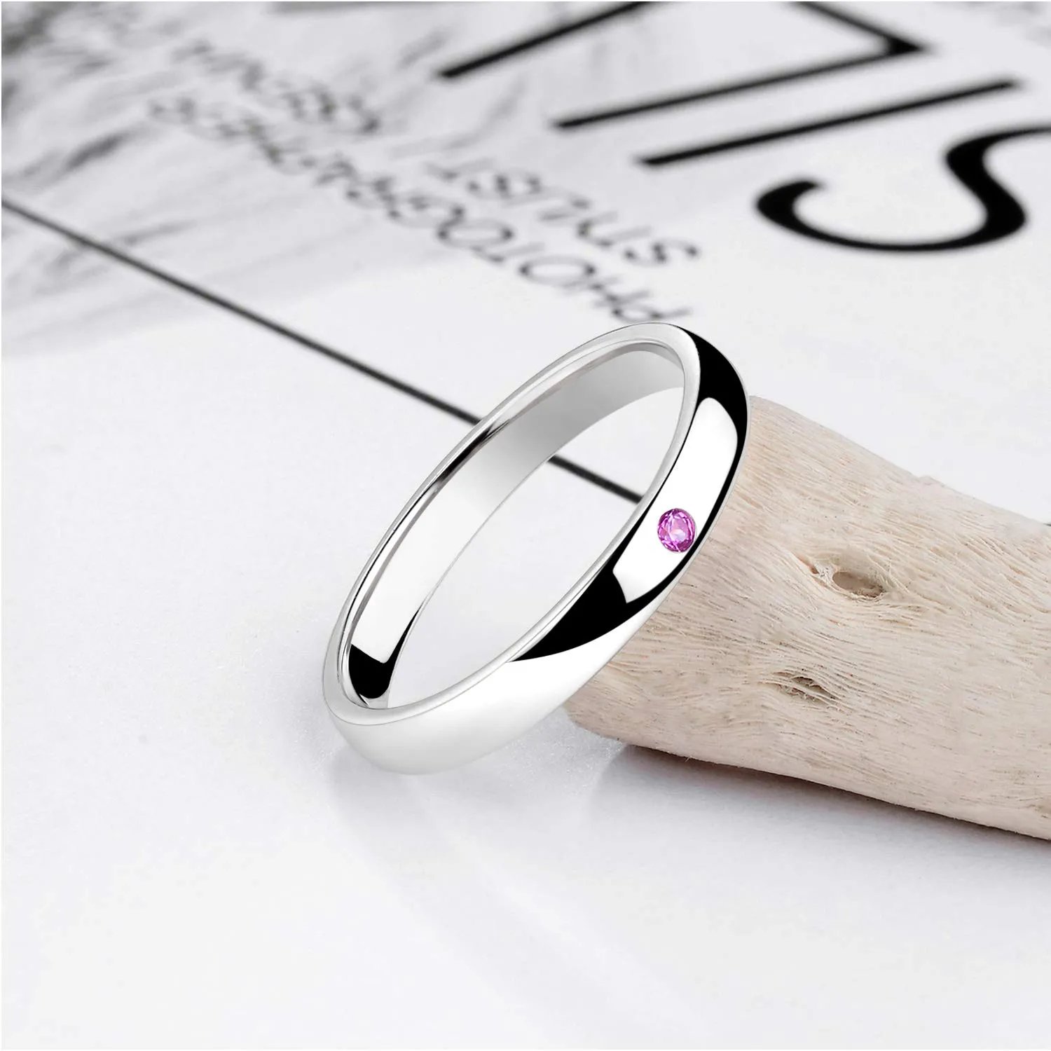 3mm Sterling Silver High Polished Plain Dome Ruby Wedding Ring Band