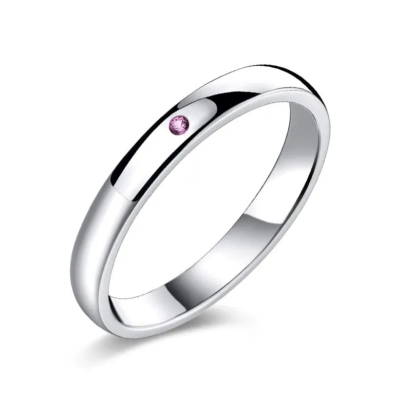 3mm Sterling Silver High Polished Plain Dome Ruby Wedding Ring Band