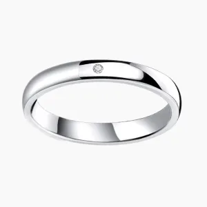 3mm Sterling Silver High Polished Plain Dome Ruby Wedding Ring Band