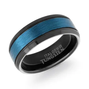 8mm Blue Tungsten Carbide Ring | Italgem Steel
