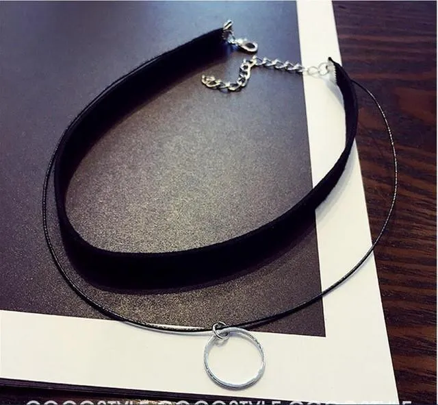 90's Women Black Velvet Choker Necklace Gothic Handmade Retro Burlesque Jewelry