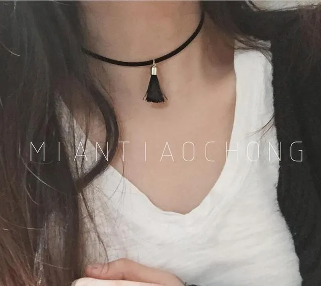 90's Women Black Velvet Choker Necklace Gothic Handmade Retro Burlesque Jewelry