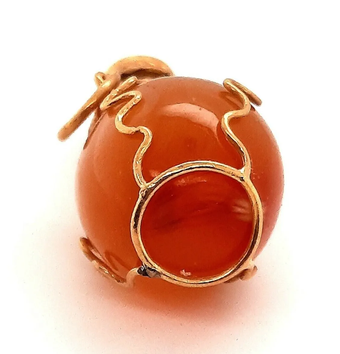 9ct Yellow Gold Orange Agate Bottle Pendant