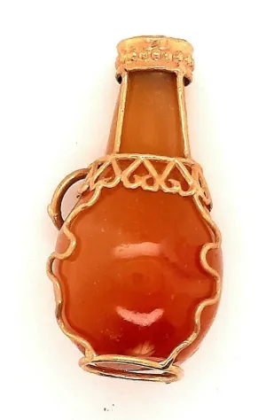 9ct Yellow Gold Orange Agate Bottle Pendant