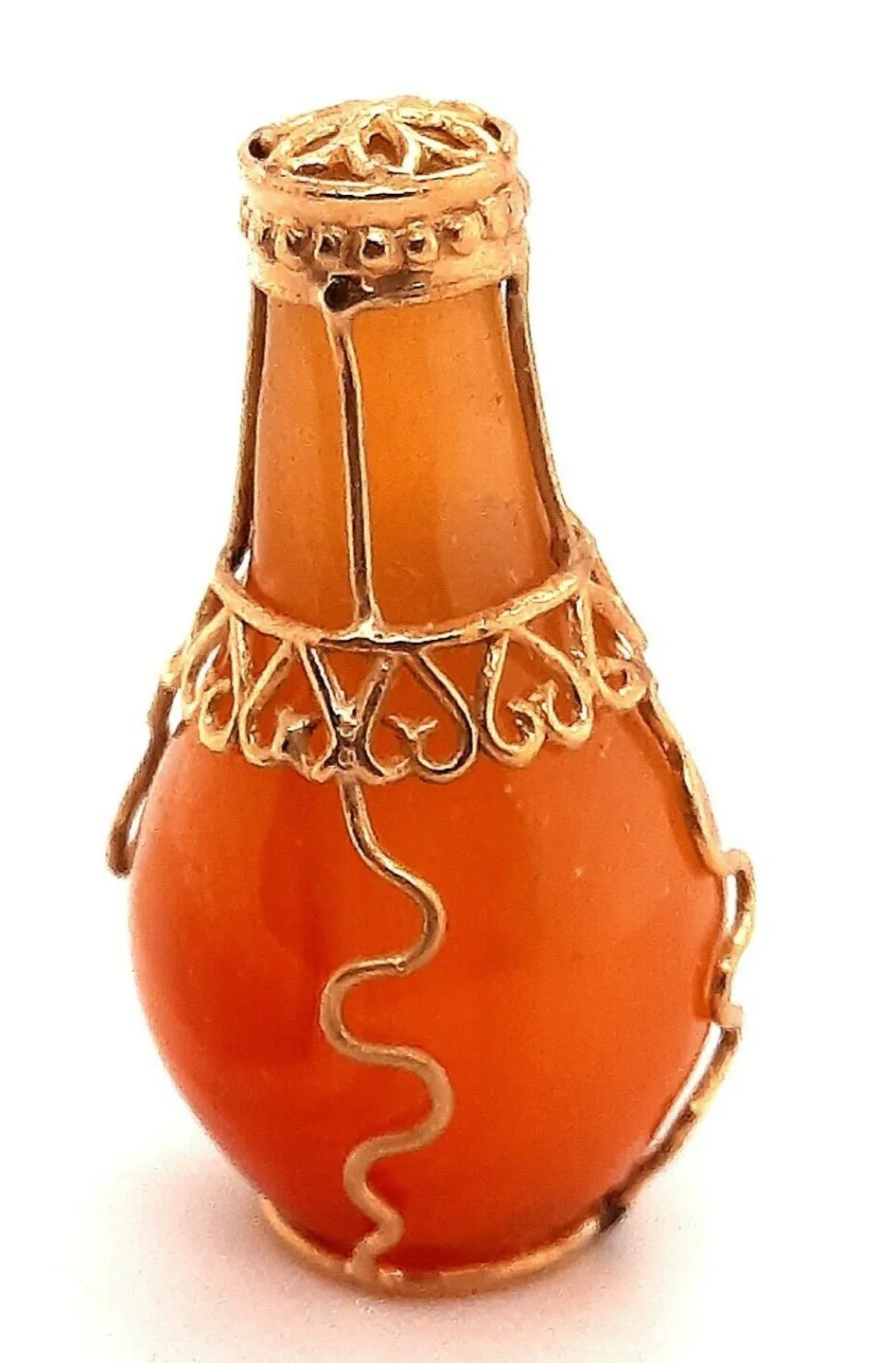 9ct Yellow Gold Orange Agate Bottle Pendant