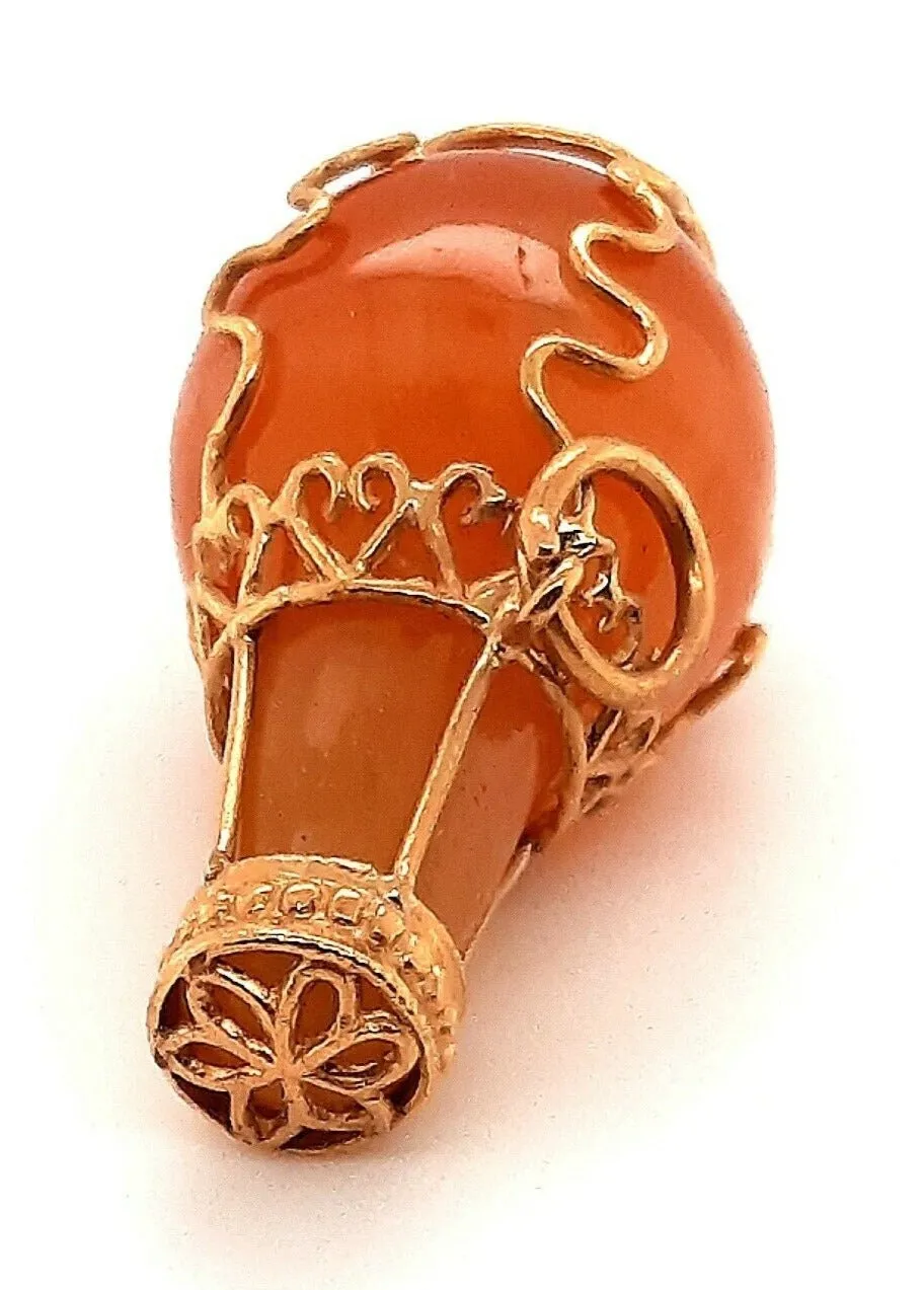 9ct Yellow Gold Orange Agate Bottle Pendant