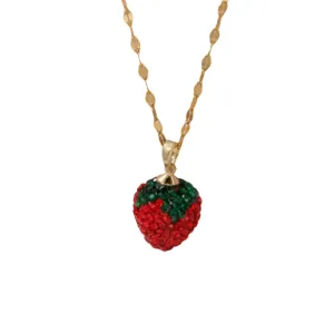Aesthetic Strawberry Stainless Steel Pendant Necklace